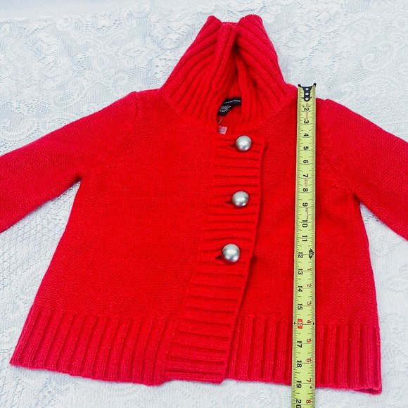 Women's Classy Knit Button Down Sweater INC Lipstick Red Light Jacket Small - Picture 10 of 12